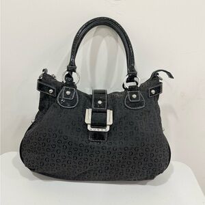 Guess Vintage Monogram Black and Silver Large Shoulder Bag ,‎ No Long Strap